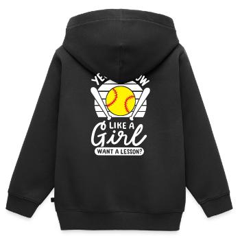 Softball Softball-Spieler - Kinder Premium Organic Zip Hoodie - Schwarz - Hinten - AI Model Kid Male (0cm)