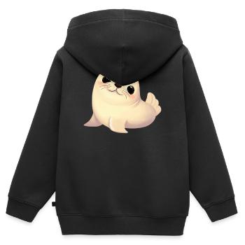 Siegel - Kinder Premium Organic Zip Hoodie - Schwarz - Hinten - AI Model Kid Male (0cm)