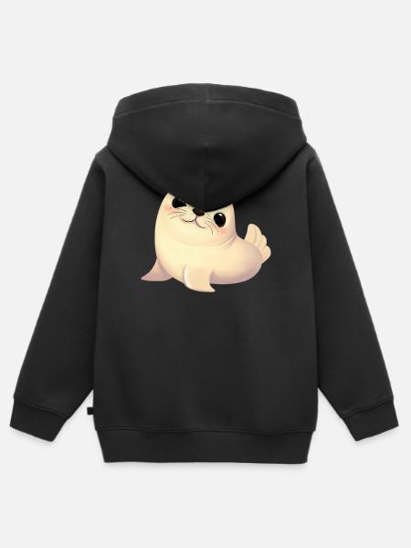 Phoque - Sweat Premium à capuche zippé enfant bio - noir