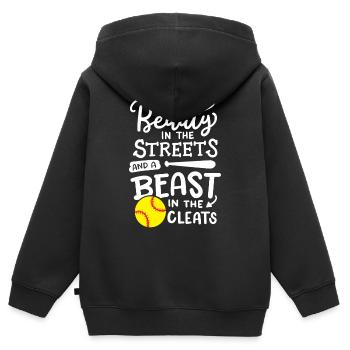 Softball Softball-Spieler - Kinder Premium Organic Zip Hoodie - Schwarz - Hinten - AI Model Kid Male (0cm)