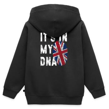 ES IST IN MEINER DNA Britische Flagge England Großbritannien Großbritannien - Kinder Premium Organic Zip Hoodie - Schwarz - Hinten - AI Model Kid Male (0cm)