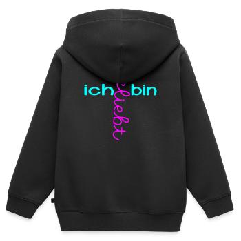 CHRISTLICHER GLAUBE ICH BIN GELIEBT - Kinder Premium Organic Zip Hoodie - Schwarz - Hinten - AI Model Kid Male (0cm)