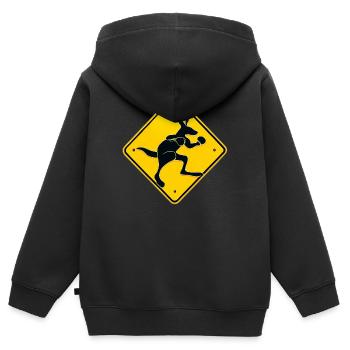 Känguru-Boxen - Kinder Premium Organic Zip Hoodie - Schwarz - Hinten - AI Model Kid Male (0cm)