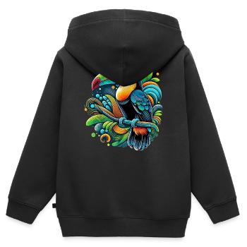 Toucan - Sweat Premium à capuche zippé enfant bio - noir - Dos - AI Model Kid Male (0cm)
