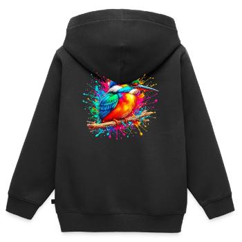 Eisvogel - Kinder Premium Organic Zip Hoodie - Schwarz - Hinten - AI Model Kid Male (0cm)