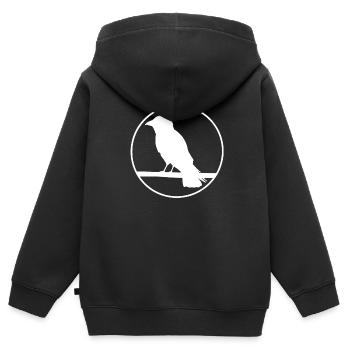 Crow on a branch - Kids Premium Organic Zip-up Hoodie - black - Back - AI Model Kid Male (0cm)