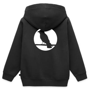 Crow on a branch - Kids Premium Organic Zip-up Hoodie - black - Back - AI Model Kid Male (0cm)