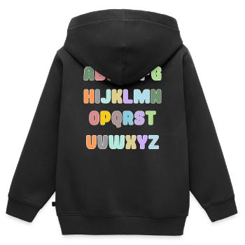 GELIEBTE. VIELEN DANK. DANKE HERRIN. GELIEBTE - Kinder Premium Organic Zip Hoodie - Schwarz - Hinten - AI Model Kid Male (0cm)