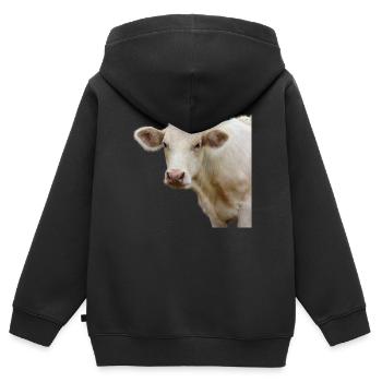 lustige Kuh Kuhkopf Geschenk Bauern - Kinder Premium Organic Zip Hoodie - Schwarz - Hinten - AI Model Kid Male (0cm)