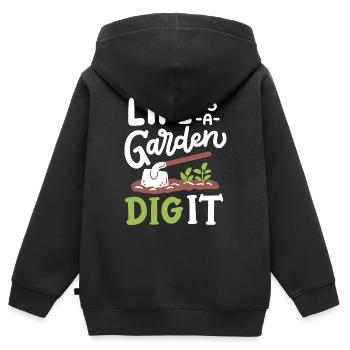 Garten Gartenarbeit - Kinder Premium Organic Zip Hoodie - Schwarz - Hinten - AI Model Kid Male (0cm)