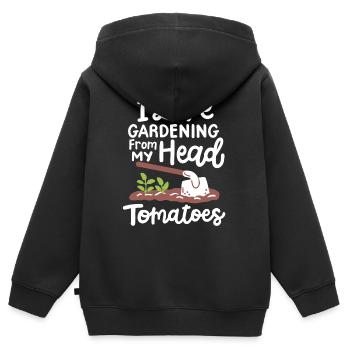 Garten Gartenarbeit - Kinder Premium Organic Zip Hoodie - Schwarz - Hinten - AI Model Kid Male (0cm)