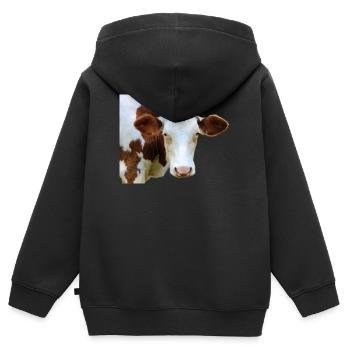 Drôle d’agriculteurs de têtes de vache de vache - Sweat Premium à capuche zippé enfant bio - noir - Dos - AI Model Kid Male (0cm)