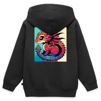 Drache - Kinder Premium Organic Zip Hoodie - Schwarz - Hinten - AI Model Kid Male (0cm)