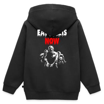 EAT NAZIS NOW - Kinder Premium Organic Zip Hoodie - Schwarz - Hinten - AI Model Kid Male (0cm)