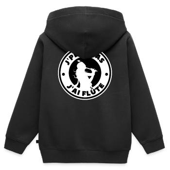 Ich kann keine Flöte haben - Kinder Premium Organic Zip Hoodie - Schwarz - Hinten - AI Model Kid Male (0cm)