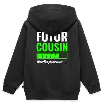 Zukünftiger Cousin, bitte warten - Kinder Premium Organic Zip Hoodie - Schwarz - Hinten - AI Model Kid Male (0cm)