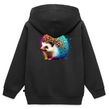 Igel - Kinder Premium Organic Zip Hoodie - Schwarz - Hinten - AI Model Kid Male (0cm)