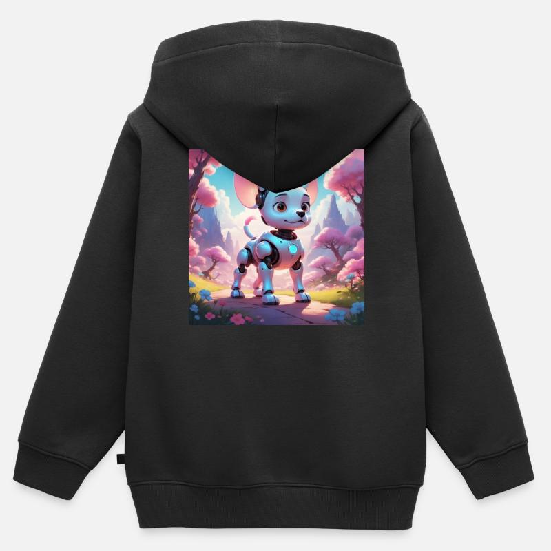 Robodog - Sweat Premium à capuche zippé enfant bio - noir