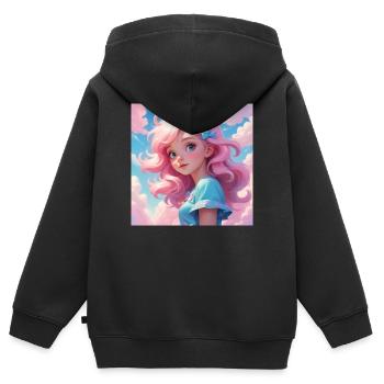 Fille - Sweat Premium à capuche zippé enfant bio - noir - Dos - AI Model Kid Male (0cm)