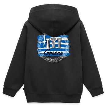 Grèce - Sweat Premium à capuche zippé enfant bio - noir - Dos - AI Model Kid Male (0cm)
