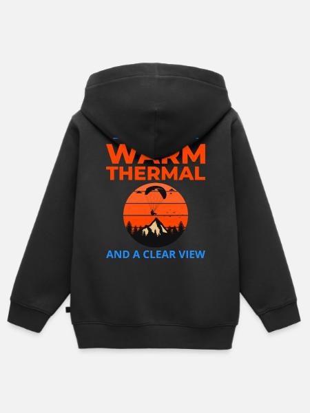 Piloto de Parapente Parapente Térmicas Cálidas - Sudadera Premium con capucha y cremallera infantil orgánica - negro