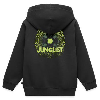 junglist disque vinyle - Sweat Premium à capuche zippé enfant bio - noir - Dos - AI Model Kid Male (0cm)
