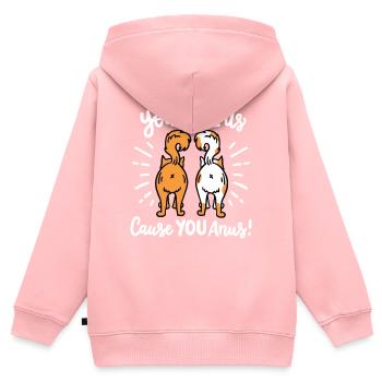 Katze Hintern Humor - Kinder Premium Organic Zip Hoodie - Rosa - Hinten - AI Model Kid Female (0cm)