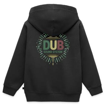 dub sound system design - Sweat Premium à capuche zippé enfant bio - noir - Dos - AI Model Kid Male (0cm)