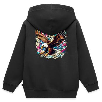 Eagle - Kids Premium Organic Zip-up Hoodie - black - Back - AI Model Kid Male (0cm)