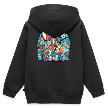 Individueller 4th Juli Feierdesign - Kinder Premium Organic Zip Hoodie - Schwarz - Hinten - AI Model Kid Male (0cm)