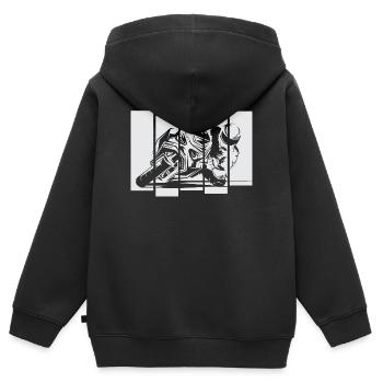 Moto de course moto piste de course symbole vélo de course - Sweat Premium à capuche zippé enfant bio - noir - Dos - AI Model Kid Male (0cm)