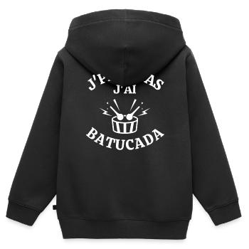 batucada, percussion, samba - Sweat Premium à capuche zippé enfant bio - noir - Dos - AI Model Kid Male (0cm)
