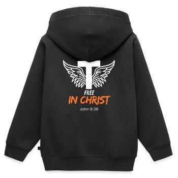 Religiöse Symbolik mit Engelsflügeln - Kinder Premium Organic Zip Hoodie - Schwarz - Hinten - AI Model Kid Male (0cm)