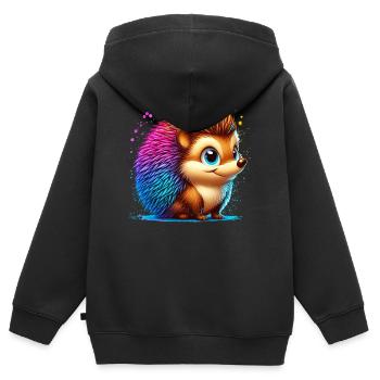 Igel - Kinder Premium Organic Zip Hoodie - Schwarz - Hinten - AI Model Kid Male (0cm)