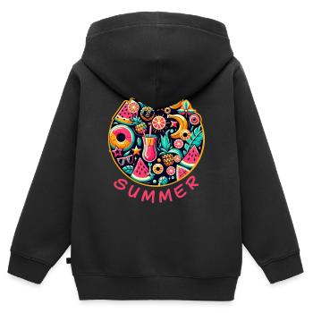 Sommerliche Farben - Kinder Premium Organic Zip Hoodie - Schwarz - Hinten - AI Model Kid Male (0cm)