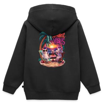 Gueule de bois romantique sur la plage - Sweat Premium à capuche zippé enfant bio - noir - Dos - AI Model Kid Male (0cm)