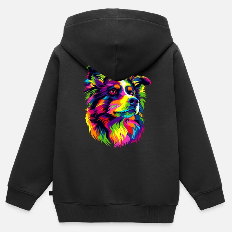 Berger Australien Couleurs vives Pop Art Aussie - Sweat Premium à capuche zippé enfant bio - noir