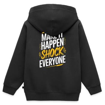 Texte choc motivationnel pour la confiance en soi - Sweat Premium à capuche zippé enfant bio - noir - Dos - AI Model Kid Male (0cm)