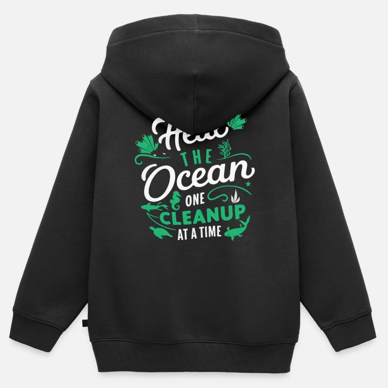 Étape de purification Ocean Save - Sweat Premium à capuche zippé enfant bio - noir
