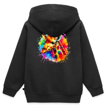 Giraffe - Kinder Premium Organic Zip Hoodie - Schwarz - Hinten - AI Model Kid Male (0cm)