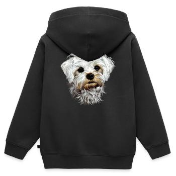 Malteser Kleiner Maltese Hund Liebe Süße Malteser - Kinder Premium Organic Zip Hoodie - Schwarz - Hinten - AI Model Kid Male (0cm)