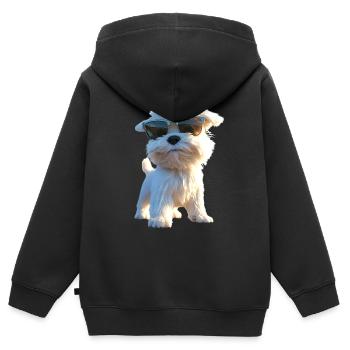 Malteser Kleiner Maltese Hund Liebe Süße Malteser - Kinder Premium Organic Zip Hoodie - Schwarz - Hinten - AI Model Kid Male (0cm)