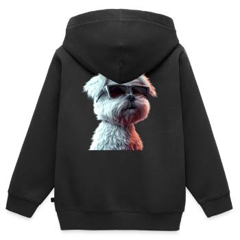 Malteser Kleiner Maltese Hund Liebe Süße Malteser - Kinder Premium Organic Zip Hoodie - Schwarz - Hinten - AI Model Kid Male (0cm)