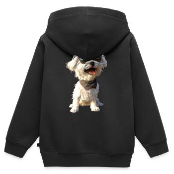 Malteser Kleiner Maltese Hund Liebe Süße Malteser - Kinder Premium Organic Zip Hoodie - Schwarz - Hinten - AI Model Kid Male (0cm)