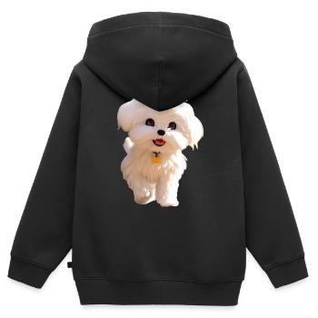Malteser Kleiner Maltese Hund Liebe Süße Malteser - Kinder Premium Organic Zip Hoodie - Schwarz - Hinten - AI Model Kid Male (0cm)