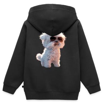 Malteser Kleiner Maltese Hund Liebe Süße Malteser - Kinder Premium Organic Zip Hoodie - Schwarz - Hinten - AI Model Kid Male (0cm)
