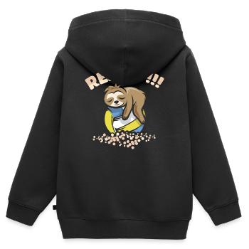 Volleyball Faultier Sprüche lustig Comic Beachball - Kinder Premium Organic Zip Hoodie - Schwarz - Hinten - AI Model Kid Male (0cm)