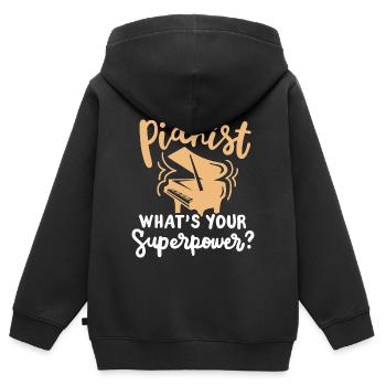 Pianist Klavierspieler - Kinder Premium Organic Zip Hoodie - Schwarz - Hinten - AI Model Kid Male (0cm)
