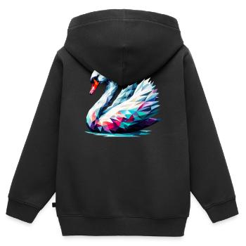 Cygne polygonal - Sweat Premium à capuche zippé enfant bio - noir - Dos - AI Model Kid Male (0cm)