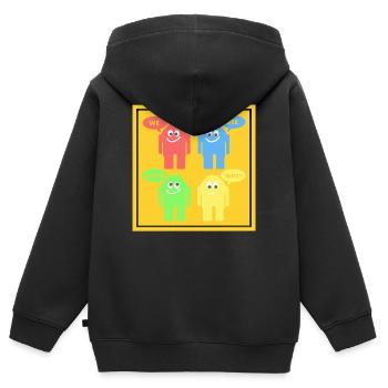 Lustige Männchen - Kinder Premium Organic Zip Hoodie - Schwarz - Hinten - AI Model Kid Male (0cm)